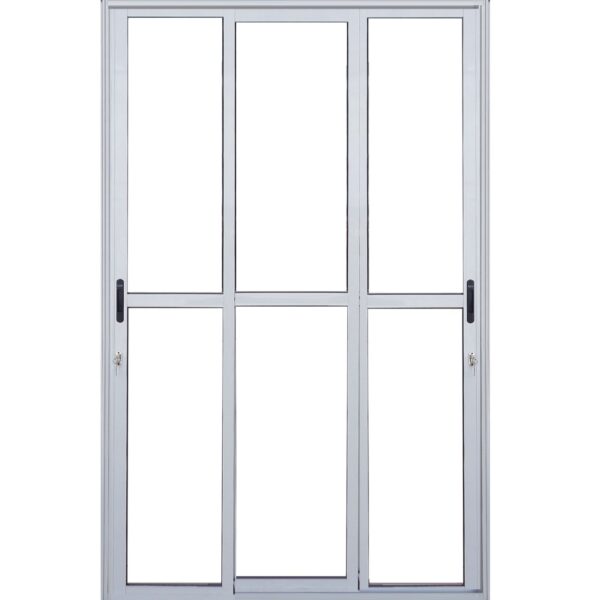 Porta Balcão 3 Folhas de Vidro Móveis Alumínio Branco Linha Design-0